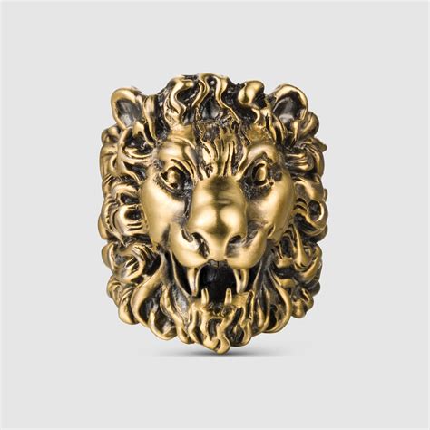 gucci lion mens ring